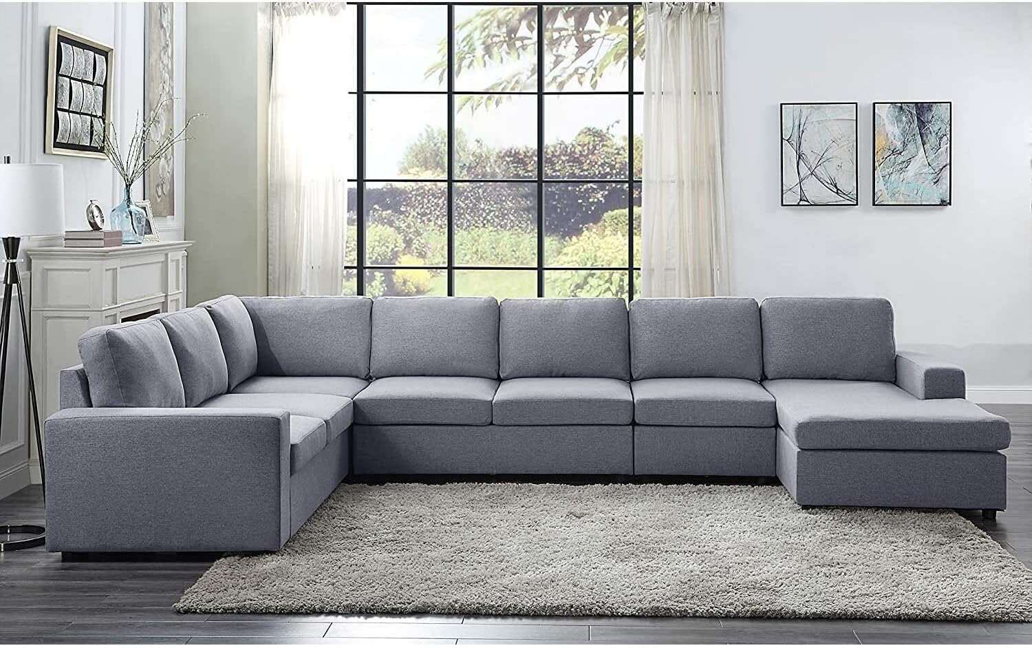 Latitude Run Gouvernour Light Gray Linen Seat Reversible Modular